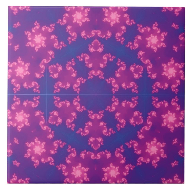 Pink & Blue Kaleidoscope Gradient Snowflake Tile (Front)