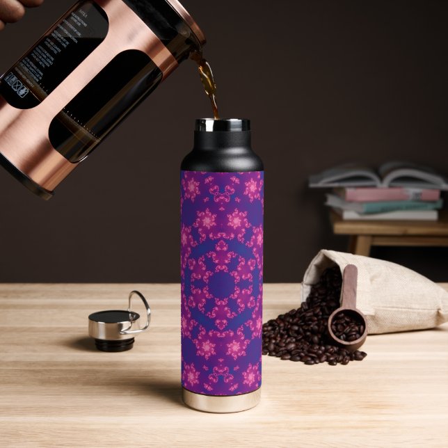 Pink & Blue Kaleidoscope Gradient Snowflake Water Bottle (Coffee)