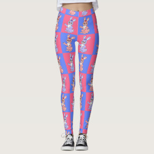 Pink Blue Kawaii Cute Chequered Bunny Rabbit Leggings