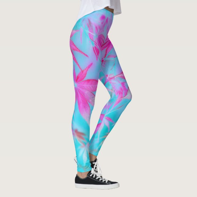 pink blue leaf leggings (Right)