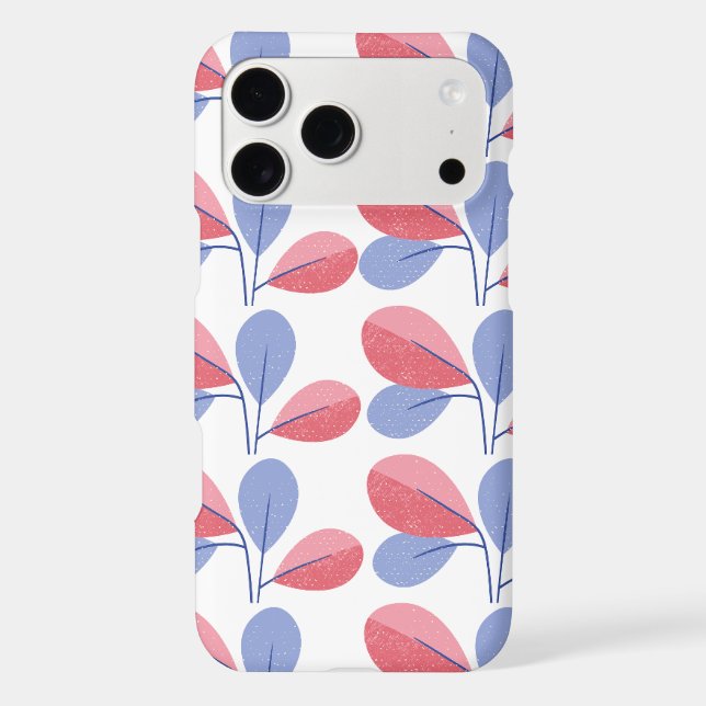 Pink & Blue Leaf Pattern Phone Case | Modern Minim (Back)