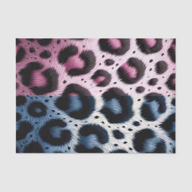 Pink & Blue Leopard Fur Animal Print Spots  Tissue Paper (Front)