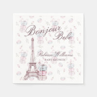 Pink Blue Macaron Bonjour Bebe Paris Baby shower