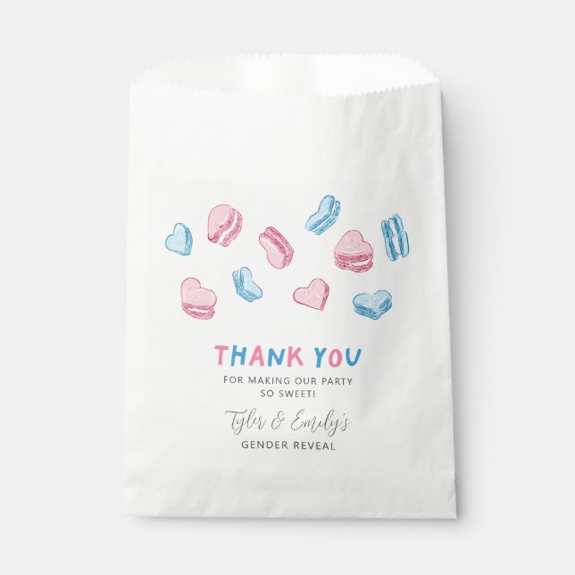 Pink Blue Macarons Gender Reveal Party Favour Bag (Front)