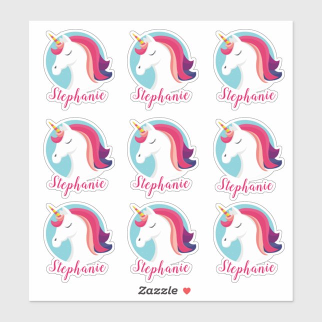 Pink & Blue Magical Unicorn – Personalized (Sheet)