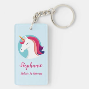 Pink & Blue Magical Unicorn – Personalized Keychain