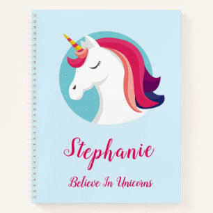 Pink & Blue Magical Unicorn – Personalized Notebook