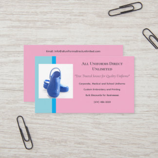 Pink Blue Medical Clogs Uniform Business Card