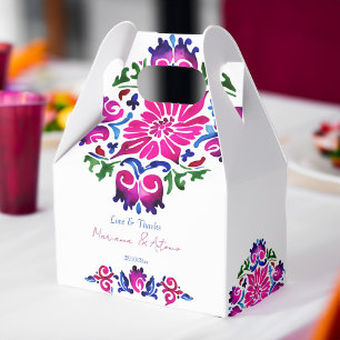 Pink blue Mexican talavera tiles wedding Favor Box