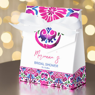 Pink blue Mexican tiles bridal shower Favor Box