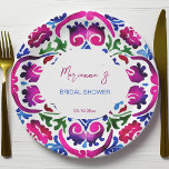 Pink blue Mexican tiles bridal shower tableware Paper Plate<br><div class="desc">Pink blue Mexican Talavera tiles pattern bridal shower tableware personalized paper plates,  add a personalized touch for your special function.</div>