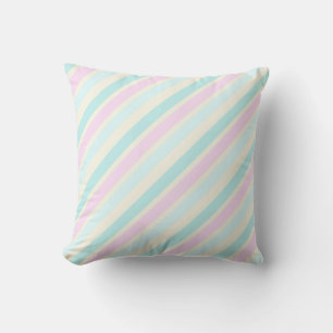 Pink, Blue, Mint And White Stripe Pattern Pillow