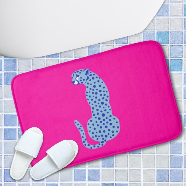Pink & Blue Modern Jungle Cheetah Exotic Bath Mat (Pink & Blue Modern Jungle Cheetah Exotic Bath Mat
)