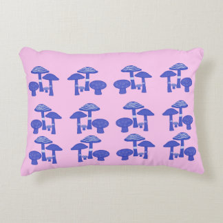 Pink&Blue Mushrooms Accent Pillow