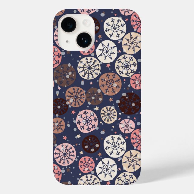 Pink blue neutrals snowflakes winter Case-Mate iPhone case (Back)
