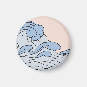 Pink/Blue Ocean Ocean Waves Aesthetic With Beach Magnet