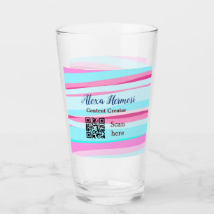 Pink blue ombre add name profession q r code title glass