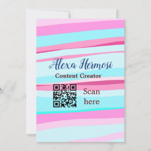 Pink blue ombre add name profession q r code title invitation