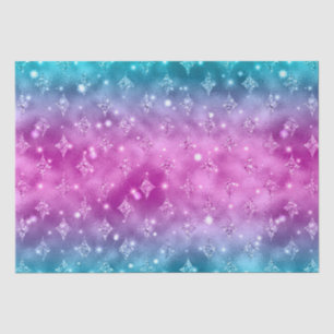 Pink & Blue Ombre Glitter Star Celestial Pattern Tissue Paper