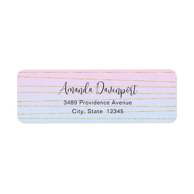 Pink Blue Ombre with Gold Lines Address (Front)