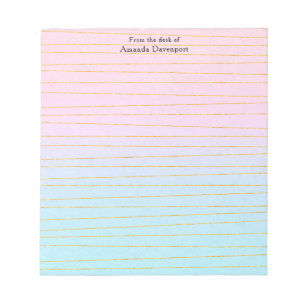 Pink Blue Ombre with Gold Lines Notepad