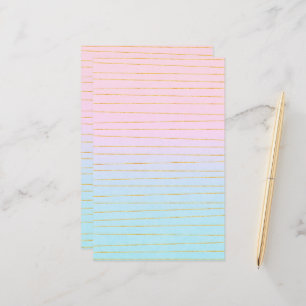 Pink Blue Ombre with Gold Lines Stationery