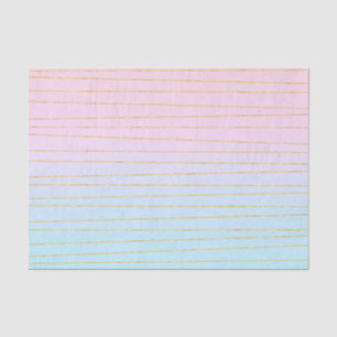 Pink Blue Ombre with Gold Lines Tissue Paper