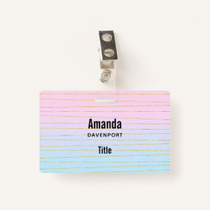 Pink Blue Ombre with Thin Gold Lines Badge