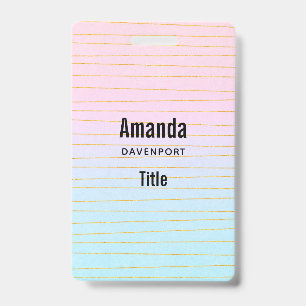 Pink Blue Ombre with Thin Gold Lines Badge