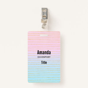 Pink Blue Ombre with Thin Gold Lines Badge
