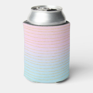 Pink Blue Ombre with Thin Gold Lines Can Cooler