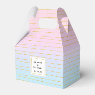 Pink Blue Ombre with Thin Gold Lines Wedding Favor Box