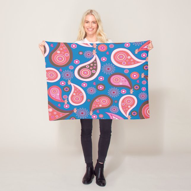 Pink Blue Paisley Blanket (In Situ)