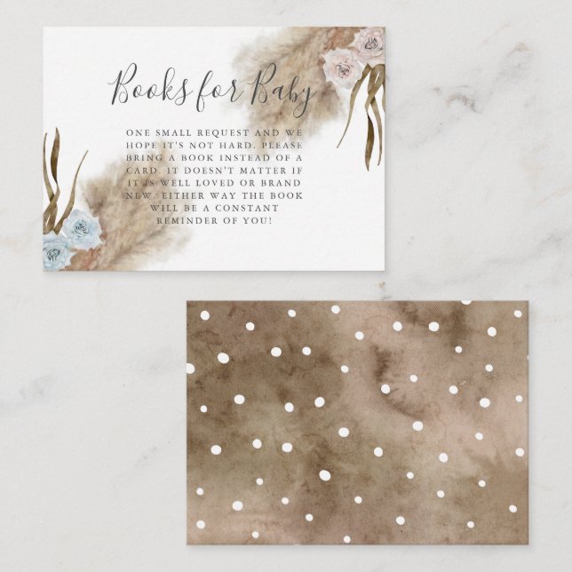 Pink Blue Pampas Grass Gender Reveal Book Request  Enclosure Card (Front/Back)