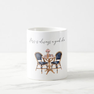 Pink Blue Paris Table Baguettes Coffee Mug