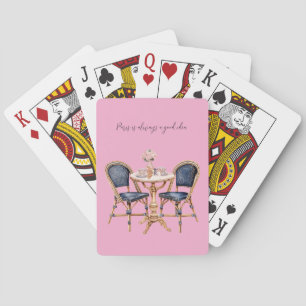 Pink Blue Paris Table Baguettes Playing Cards