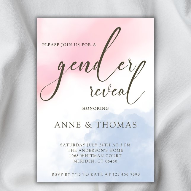 Pink Blue Pastel Gender Reveal Party  Invitation (Creator Uploaded)
