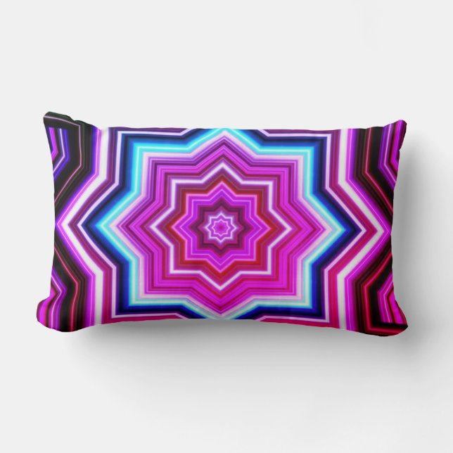 Pink & Blue Pattern Lumbar Pillow (Front)