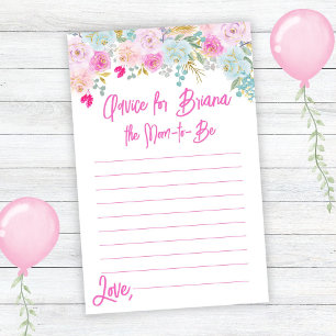 Pink Blue Peach Floral Girl Baby Shower Advice