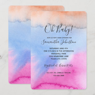 Pink Blue Peach Tie dye Invitation