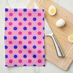 Pink Blue Pink Polka Dot Pattern Kitchen Towel