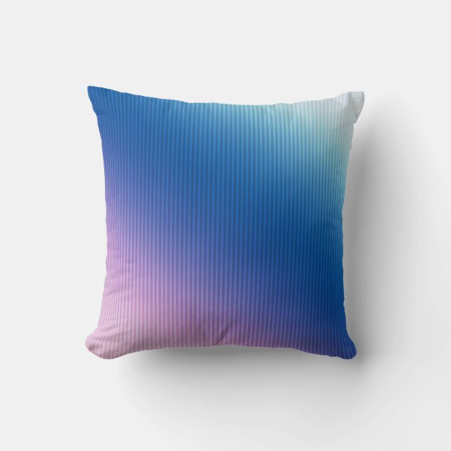 Pink-blue , pink , stripes , ombre  throw pillow (Front)