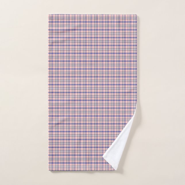 Pink Blue Plaid Classic Pattern Retro Hand Towel (Hand Towel)