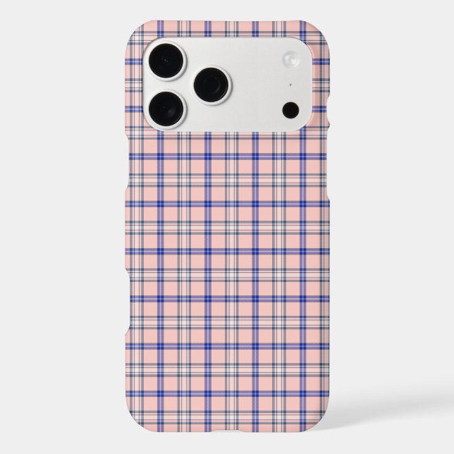 Pink Blue Plaid Classic Pattern Retro iPhone Case (Verso)