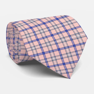 Pink Blue Plaid Classic Pattern Retro Neck Tie