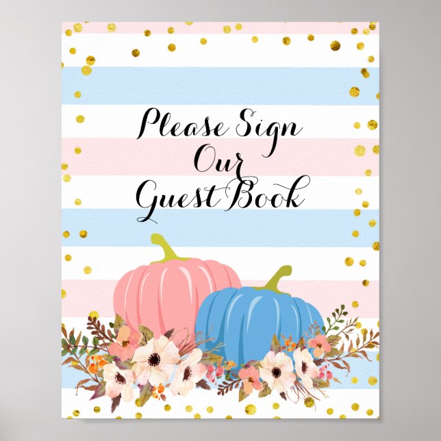 Pink & Blue Pumpkin Please Sign our Guest (Front)