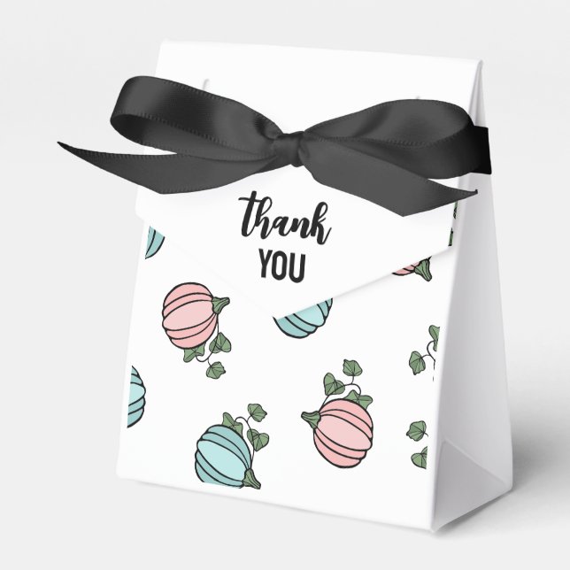 Pink & Blue Pumpkins Gender Reveal Thank You Favor Box (Front Side)