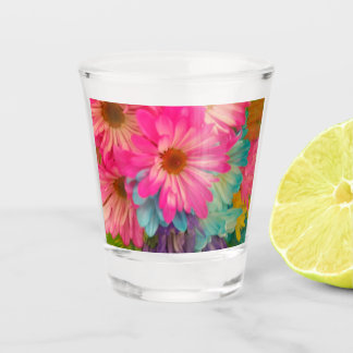 Pink Blue Purple Daisies - Shot Glass