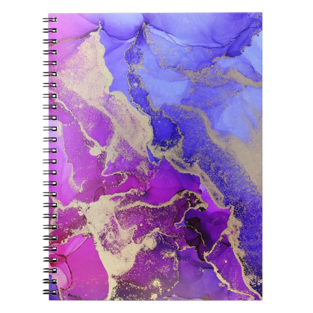 Pink Blue Purple Gold Abstract Notebook (Front)