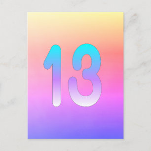 Pink Blue Purple Gradient 13th Birthday Postcard